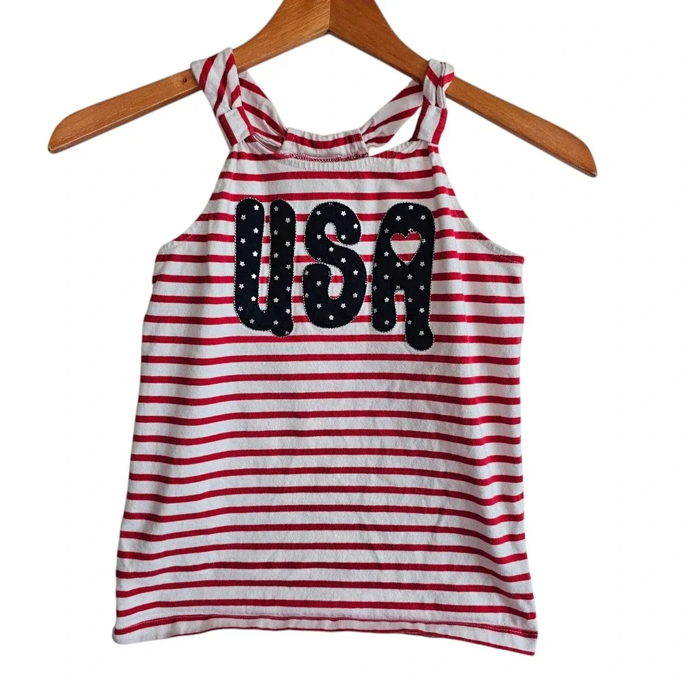 Gymboree USA Tank Top Patriotic Sleeveless Red‎ White Stripes Size 10